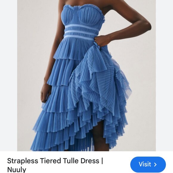 NEW HUTCH anthropologie strapless tiered tulle holiday maxi dress 0 VIRAL!!!! - Picture 3 of 5